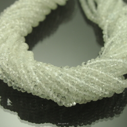 White Topaz Donuts Facetted 3/2mm Rope 41cm