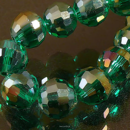 Crystal faceted round beads 8mm Emerald AB Cord 53cm 69pcs