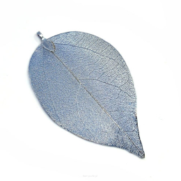 Wisiorek Liść Naturalny Niebieski 4x8 cm