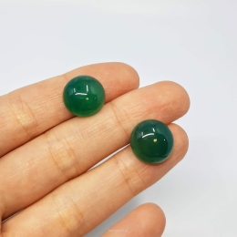 Kaboszon Jadeit 14 mm Okrągły Zielony