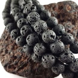 Black volcanic lava beads 10mm Cord 38pcs