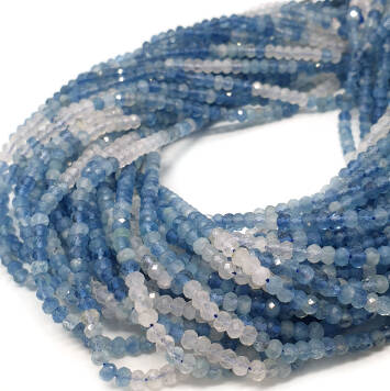 Akwamaryn Oponki Fasetowane 4x3 mm  sznur 40 cm