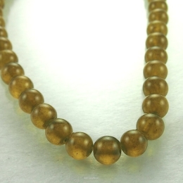 Semitransparent jade beads 8mm Olive cord 40cm