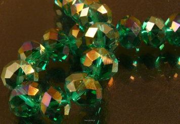Crystal faceted clincher 10/8mm Emerald AB Cord 54cm 72pcs