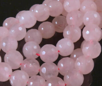 Quartz rosa, 10mm facettierte Perlen, Seil 40cm, 37-Ball
