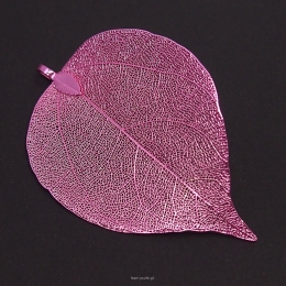 Wisiorek Liść Naturalny Różowy 4x7 cm