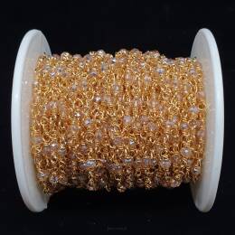 Łańcuszek z Kryształkami Szaro Złoty Opalizujacy 15cm Oponka