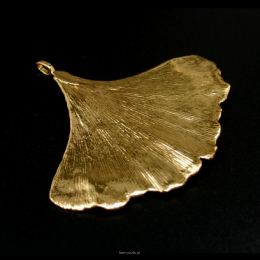 Wisiorek Liść Miłorzębu Naturalny Złoty - Ginko Biloba 7x5 mm