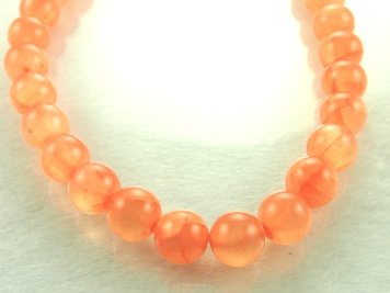 Semitransparent jade beads 12mm Orange cord 40cm