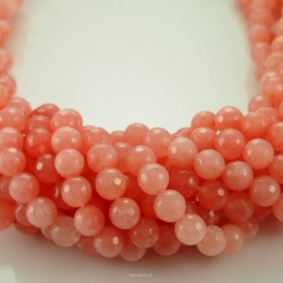 Jade balls facetted 8mm Salmon Pink cord 40cm